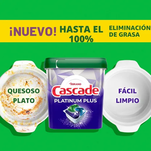 Vista 9 de Cascade Platinum Plus Cápsulas para lavavajillas, detergente para lavavajillas, jabón detergente para platos, limón, 47