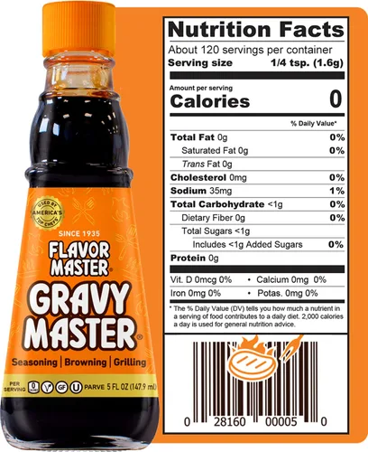 Vista 2 de Gravy Master: salsa para asar, condimentar y dorar, lista para usar, 1 botella (5 onzas líquidas), vegetariana, sin gluten, Kosher, Pareve