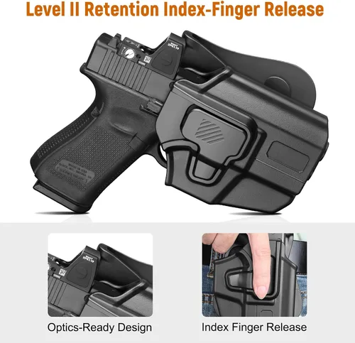 Vista 4 de Funda universal OWB para pistolas compactas y subcompactas, compatible con Glock 19/26/43/43X/43X MOS, FN Reflex, Hellcat pro, Taurus G2C, PSA