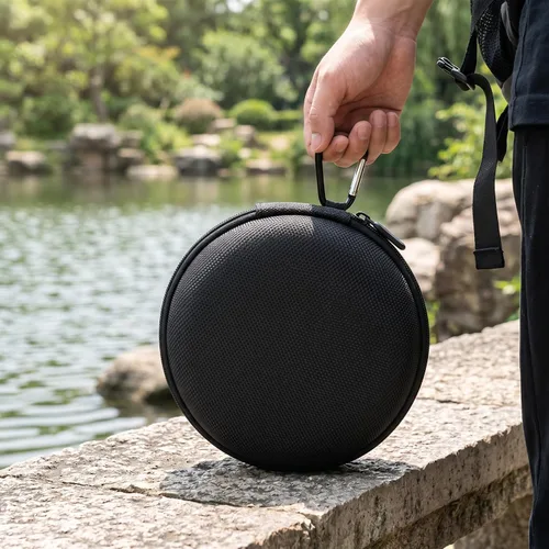 Vista 2 de Zerone Bolsa de transporte para altavoz Bluetooth B&O, bolsa protectora de altavoz con mosquetón para actividades al aire libre