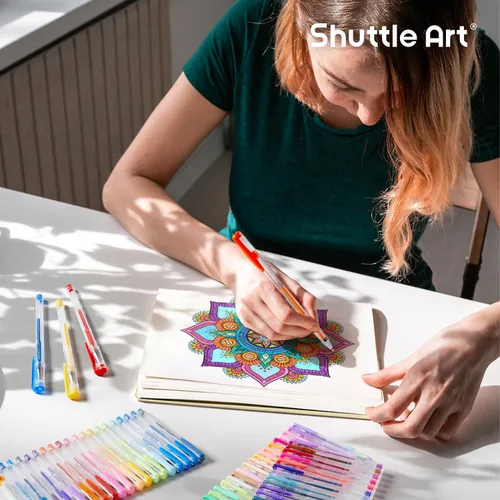 Vista 6 de Paquete de 360 bolígrafos de gel de 180 colores distintos, de Shuttle Art, más 180 recambios, perfecto para los libros de colorear para adultos