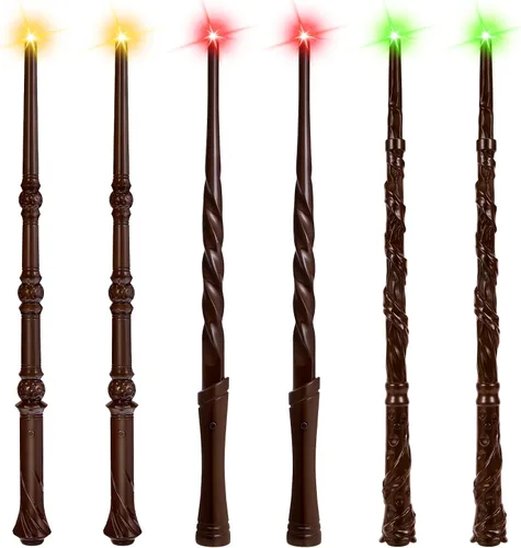 Vista 9 de EZVYAO Varita mágica iluminada con 4 luces y sonidos de color, paquete de 6 varitas de juguete de bruja iluminadoras para fiestas de niños, cosplay