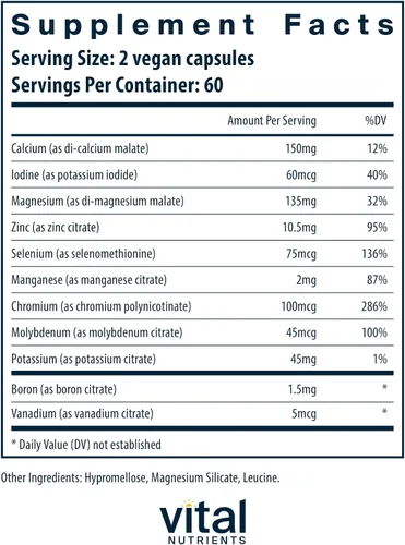 Vista 2 de Vital Nutrients - Multi-Minerales - Fórmula de citrato/malato (sin cobre ni hierro) - Fórmula suave de alta potencia con alto valor nutricional