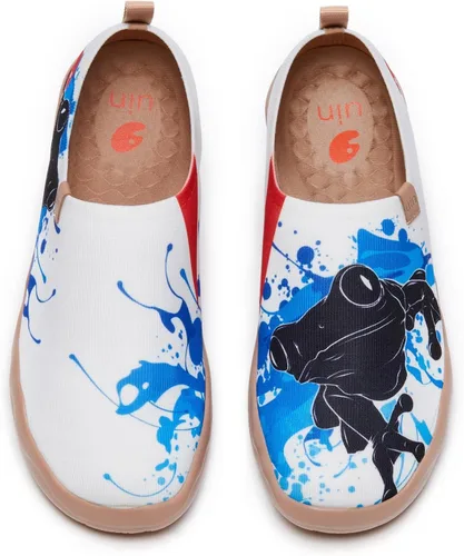 Vista 18 de UIN Zapatos de viaje para caminar para hombre, sin cordones, de lona, informales, ligeros, cómodos y modernos, diseño de perritos felices Ahhhhh