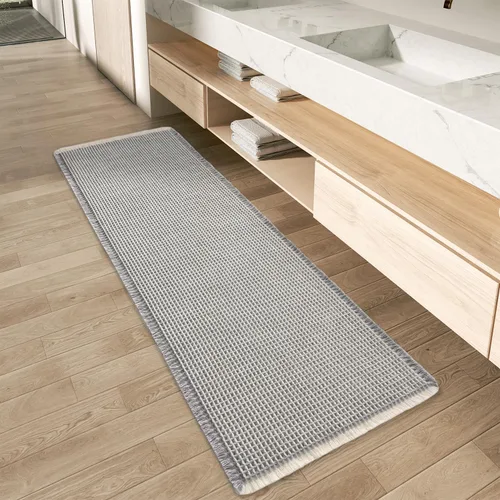 Vista 10 de AMOAMI Tapete de baño mejorado con diseño de gofre, súper absorbente, antideslizante, para suelo de baño, lavable a máquina, con borlas, tapetes