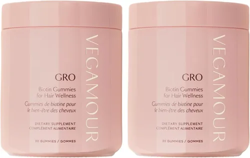 Vista 10 de VEGAMOUR Gomitas de biotina GRO para el cabello, sabor natural a fresa, 30