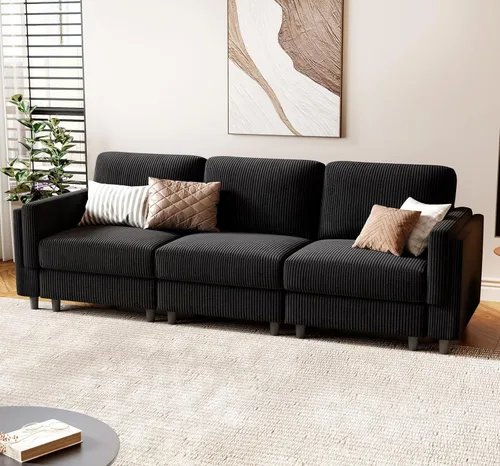 Vista 9 de KKL Sofá modular de 84 pulgadas, sofás de 3 plazas para sala de estar con almacenamiento, sofá modular de asiento profundo seccional, funda