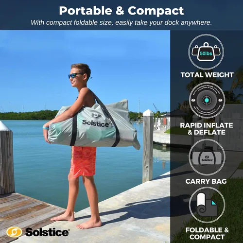 Vista 5 de SOLSTICE Circular Mesh Hangout Ring Inflatable Dock, Floating Water Raft Platform