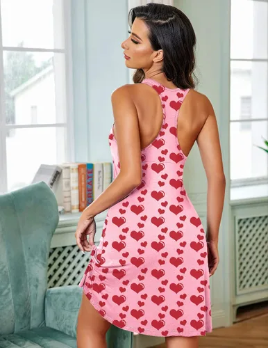 Vista 5 de Avidlove Camisón sin mangas para mujer, camiseta de dormir con espalda cruzada, sin mangas, ropa de dormir