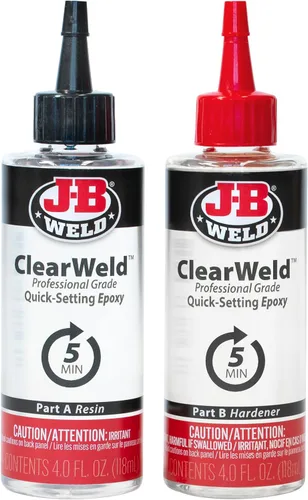 Vista 2 de J-B Weld Set epoxi ClearWeld de 5 minutos de tamaño profesional