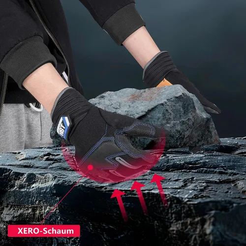 Vista 6 de Guantes de trabajo Mecánico de cuero Guante de construcción de trabajo para pantalla táctil