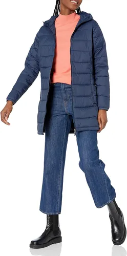Vista 4 de Tienda Essentials - Abrigo acolchado, ligero y resistente al agua con capucha para mujer, disponible en talla extragrande