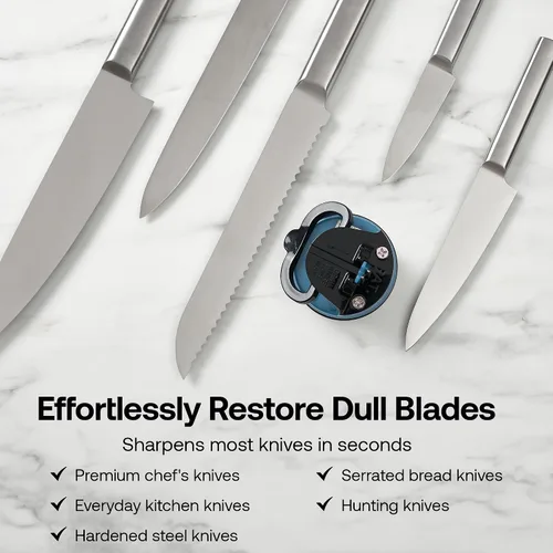 Vista 5 de AnySharp – EDICIONES – Afilador de cuchillos sin manos - Herramienta de afilado fácil de usar con base de succión PowerGrip y ángulo preestablecido