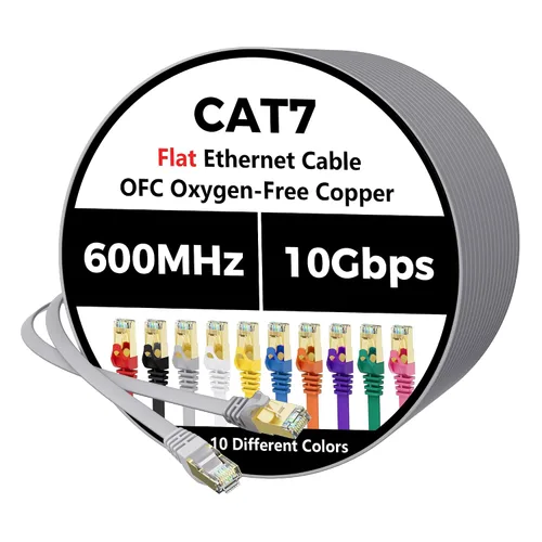 Vista 30 de Cable Ethernet Cat 7 de 0.6 pies, cable de Internet de alta velocidad de 10 Gbps, blindado SFTP, cobre puro OFC, cable de red LAN RJ45 CAT7