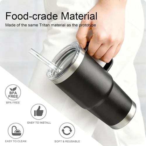 Vista 7 de Pajitas de repuesto para taza Yeti de 25 onzas Straw for Yeti Rambler 25OZ Tumbler Mug with Handle, Tritan Hard Plastic Reusable, Clear & BPA