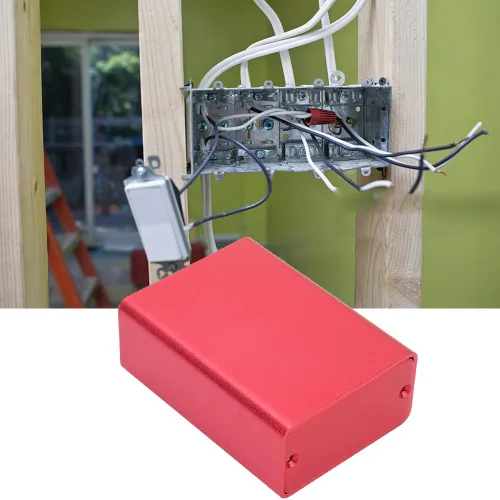 Vista 2 de Caja de circuito, caja de refrigeración de aluminio para instrumentos de bricolaje, caja de recinto de proyectos electrónicos, color rojo esmerilado