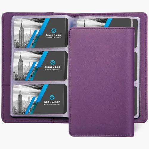 Vista 8 de MaxGear Organizador de Tarjetas de Visita, Libro Portátil para 240 Tarjetas, Portatarjetas de Negocios para Hombres y Mujeres, Archivador Negro
