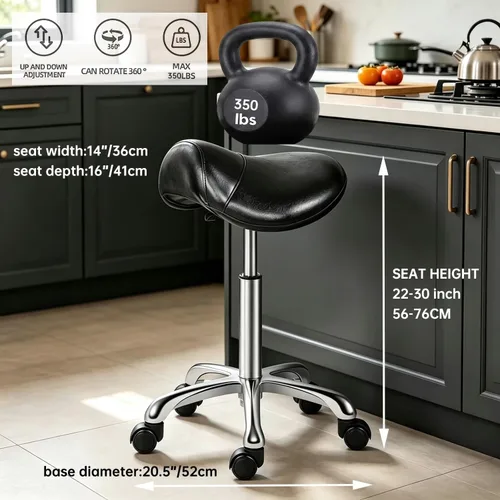 Vista 5 de Kaleurrier Silla de montar con ruedas: para sillas de escritorio giratorias de cocina de salón Negro