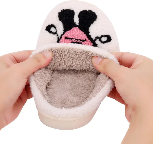 Vista 3 de Qubuwalk Christmas Elk Slippers Bad Cute Bunny Slippers Warm Fuzzy Slippers Cozy House Slippers for Women Men Slip-on Indoor Outdoor Slippers