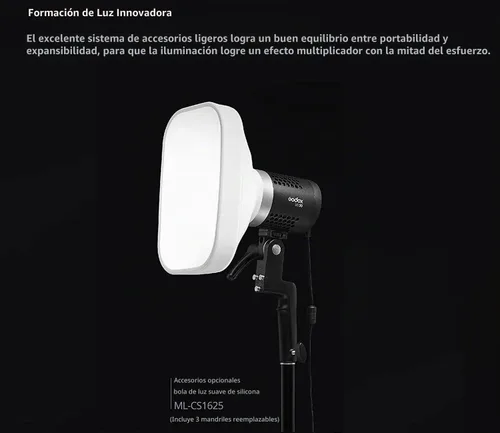 Vista 4 de GODOX ML-CS1625 Softbox Kit de cúpula de difusión con 3 adaptadores, difusor plegable para GodoxV1 Serie V1 ML30 ML60BI AD200PRO AD300PRO 400PRO V