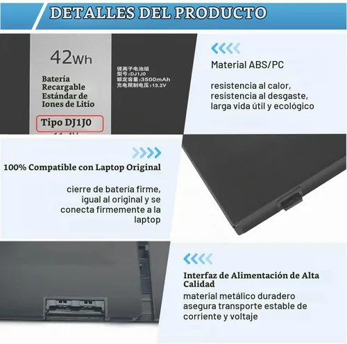 Vista 5 de Reemplazo de batería DJ1J0 de 42 Wh para Dell Latitude 7280 7290 E7280 E7290