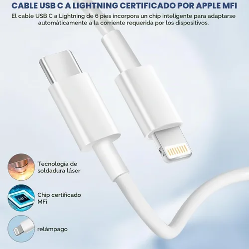 Vista 6 de Cargador de iPhone de carga rápida, [certificado Apple MFi] Apple Chargers iPhone Super Quick 2Pack de 6 pies tipo C a Lightning cable USB C
