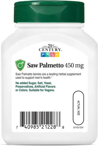 Vista 2 de 21st Century Saw Palmetto 450 mg cápsulas vegetales, 60