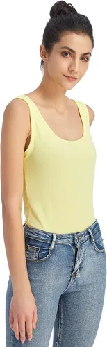 Vista 5 de Liang Rou Camiseta sin mangas con cuello redondo elástico para mujer