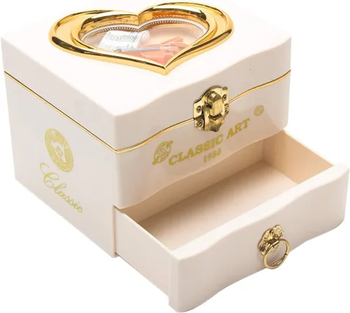 Vista 2 de Joyero musical con caja de música de bailarina giratoria clásica collar anillo organizador de almacenamiento con espejo para mujeres y niñas regalos