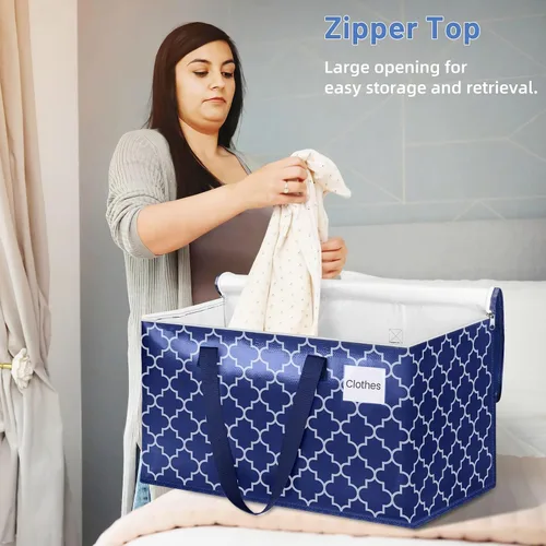 Vista 5 de Fabspace Bolsas de mudanza, suministros de mudanza extragrandes, bolsas de almacenamiento resistentes, bolsas de embalaje con cremalleras y asas