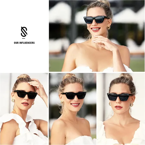 Vista 3 de SOJOS Gafas de sol polarizadas retro de moda ojo de gato para mujer lindas y elegantes UV400 Sunnies SJ2199