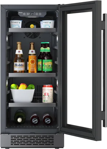 Vista 4 de Avallon ABR151BLSS Centro de bebidas de 15 pulgadas de ancho para 86 latas con iluminación LED