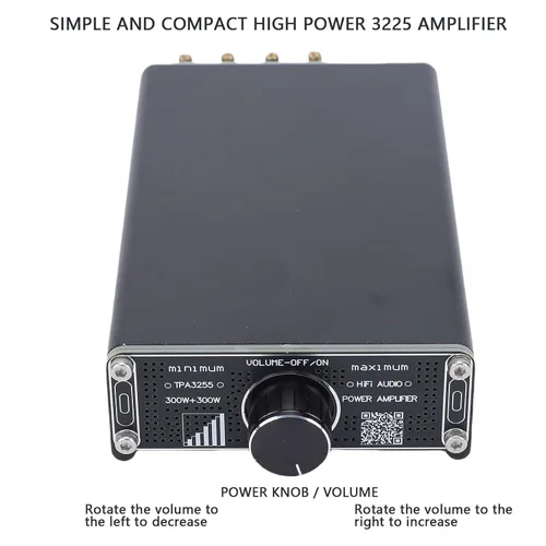 Vista 4 de Amplificador de potencia de alta fidelidad, amplificador de potencia de 300 W x 2 amplificador de alta fidelidad clase D, mini amplificador estéreo