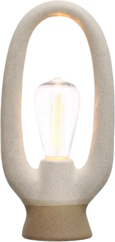 Vista 3 de Bloomingville Luz LED de gres de 12,5 pulgadas con esmalte reactivo para el hogar y la oficina, color blanco