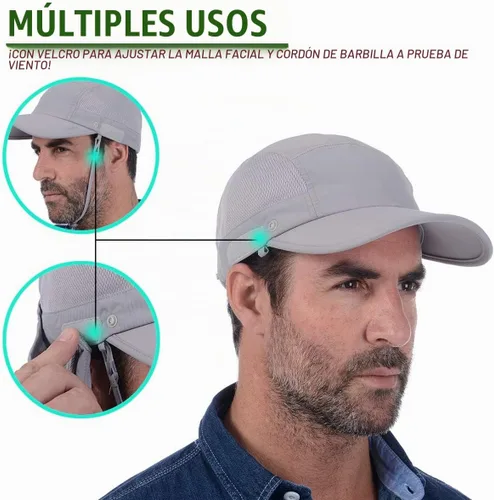 Vista 7 de USHAKE Gorra de béisbol para pesca con solapa para el cuello
