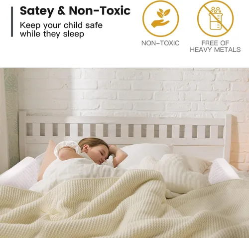 Vista 4 de YENING Protectores de cama para bebés y niños pequeños, barrera de seguridad de espuma para cama de niños, protector de cama para tamaño individual