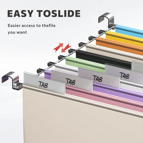 Vista 6 de Caja organizadora de archivos con tapa, juego de 2 cajas de archivos colgantes portátiles, cajas de almacenamiento plegables de lino decorativas