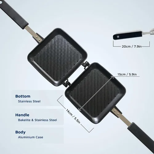 Vista 6 de Jean-Patrique Máquina de sándwiches para parrilla Panini, color negro – Máquina de queso a la parrilla antiadherente de cerámica con asas