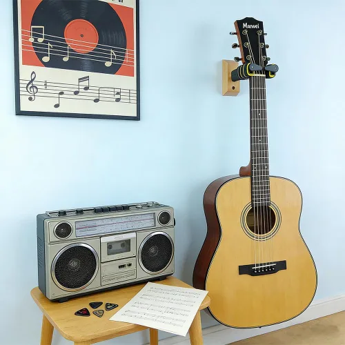 Vista 5 de Orgrimmar Soporte de pared para guitarra con autobloqueo antiarañazos con Bloqueo automático
