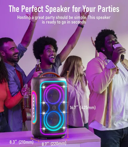 Vista 6 de Altavoz Bluetooth portátil, pico de 240 W, potente sonido fuerte, altavoz inalámbrico para fiestas con graves profundos, tiempo de reproducción