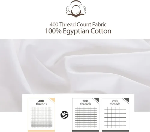 Vista 53 de Juego de 2 fundas de almohada 100% de algodón egipcio, fundas de almohada refrescantes de 400 hilos, fundas de almohada suaves y transpirables