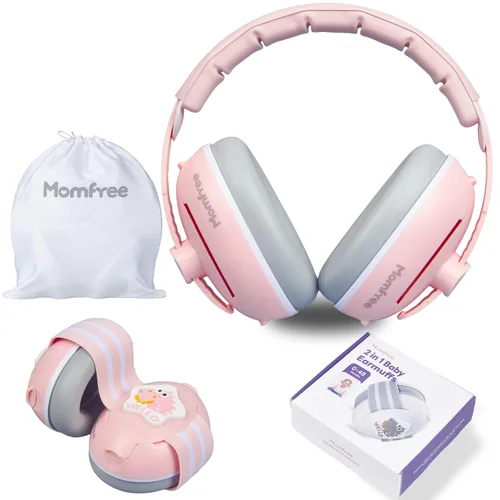 Vista 11 de Orejeras 2 en 1 para bebés, protección auditiva para bebés y niños Rosa panda