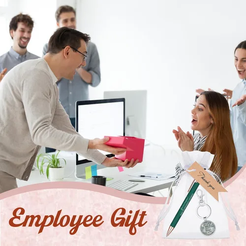 Vista 5 de Lincia Juego de 20 bolígrafos de regalo de agradecimiento, 20 bolígrafos inspiradores, 20 llaveros de acero inoxidable y 20 bolsas de organza, 20