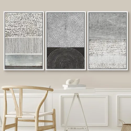 Vista 462 de SIGNWIN Lienzo enmarcado para pared, juego de arte neutro de bosque brumoso, ilustraciones en tono tierra, arte moderno, decorativo, bohemio