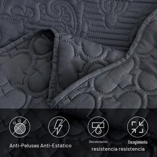 Vista 7 de CHIXIN Juego de colcha cubrecama edredón tamaño Full - Funda de cama ligera - Acolchado ultrasónico - Colcha reversible de 5 piezas - Elegante