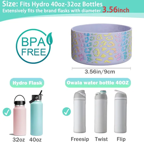Vista 2 de WK IEASON Funda protectora de silicona para base de boca ancha Hydro Flask, funda de silicona antideslizante como accesorios para botellas de agua