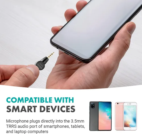 Vista 5 de Movo MA5SP - Micrófono de escopeta TRRS de 0.138 in para dispositivos iPhone o Android, micrófono omnidireccional para teléfono con rotación