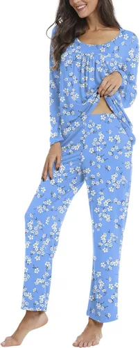 Vista 3 de TAOHUADAO Conjunto de pijama de otoño para mujer, 2 piezas, ropa de dormir con bolsillos