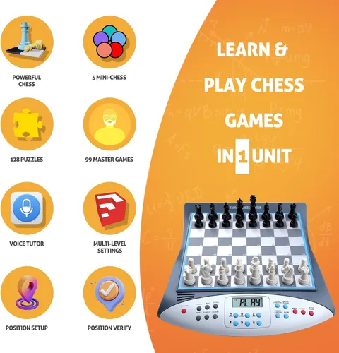 Vista 2 de Talking Chess Master - Juego de ajedrez electrónico con clasificación ELO de 2000, ideal para entrenamiento de estrategia cerebral, juego