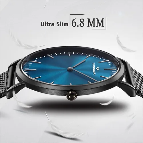 Vista 2 de RUIWATCHWORLD Men's Analog Quartz Watch Men Ultra-Thin Dial Watches Stainless Steel Waterproof Fashion Wrist Watch